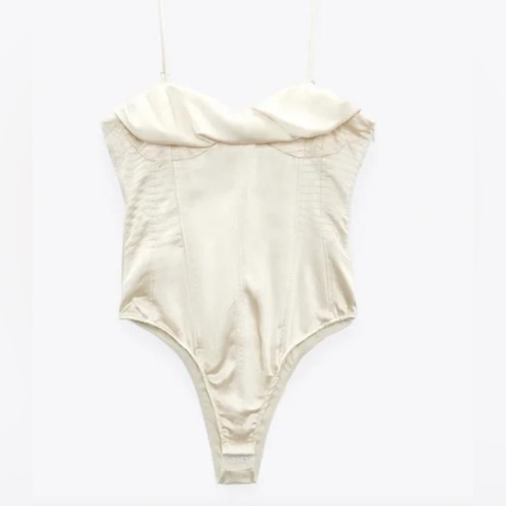 Zara Satin Effect Bustier Corset Bodysuit